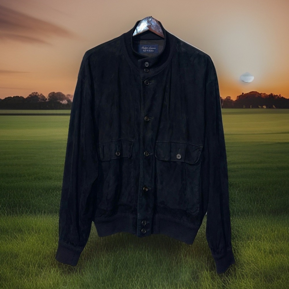Ralph Lauren Golf Collection Jacket Men XL Black Buttery Soft Leather Made Italy